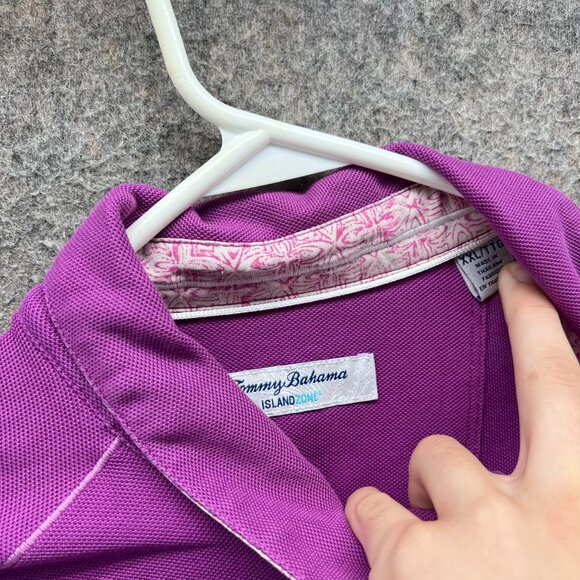 Tommy Bahama Polo Shirt Mens XXL Purple Casual Mesh Logo Casual Islandzone - Picture 9 of 11